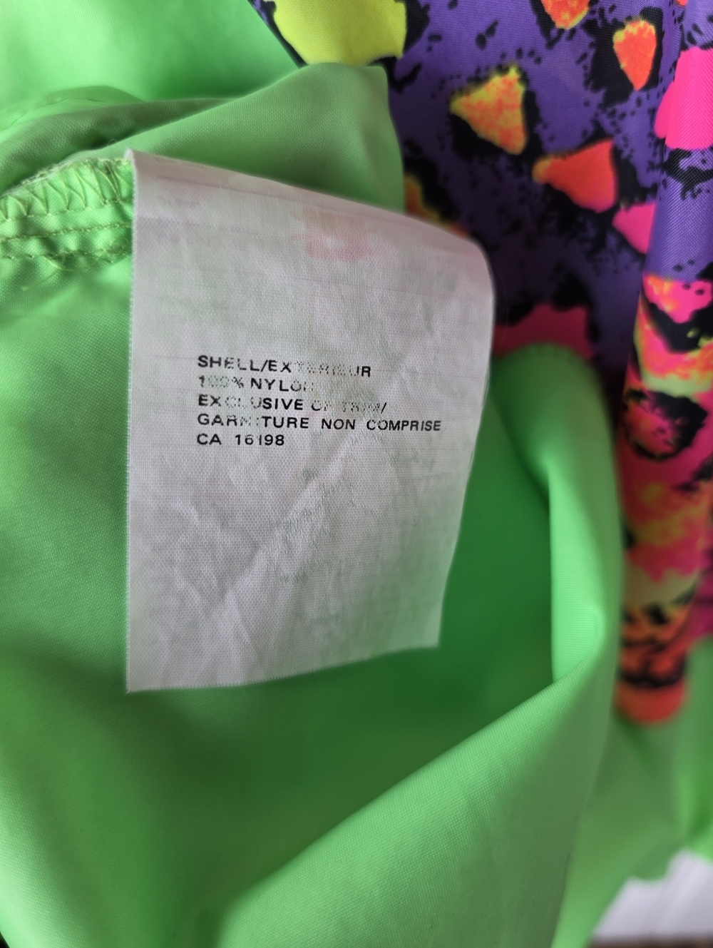 Action Gem Retro 90s Neon Green Multicolor Windbreaker Jacket Unisex Large 14/16 - Picture 8 of 10